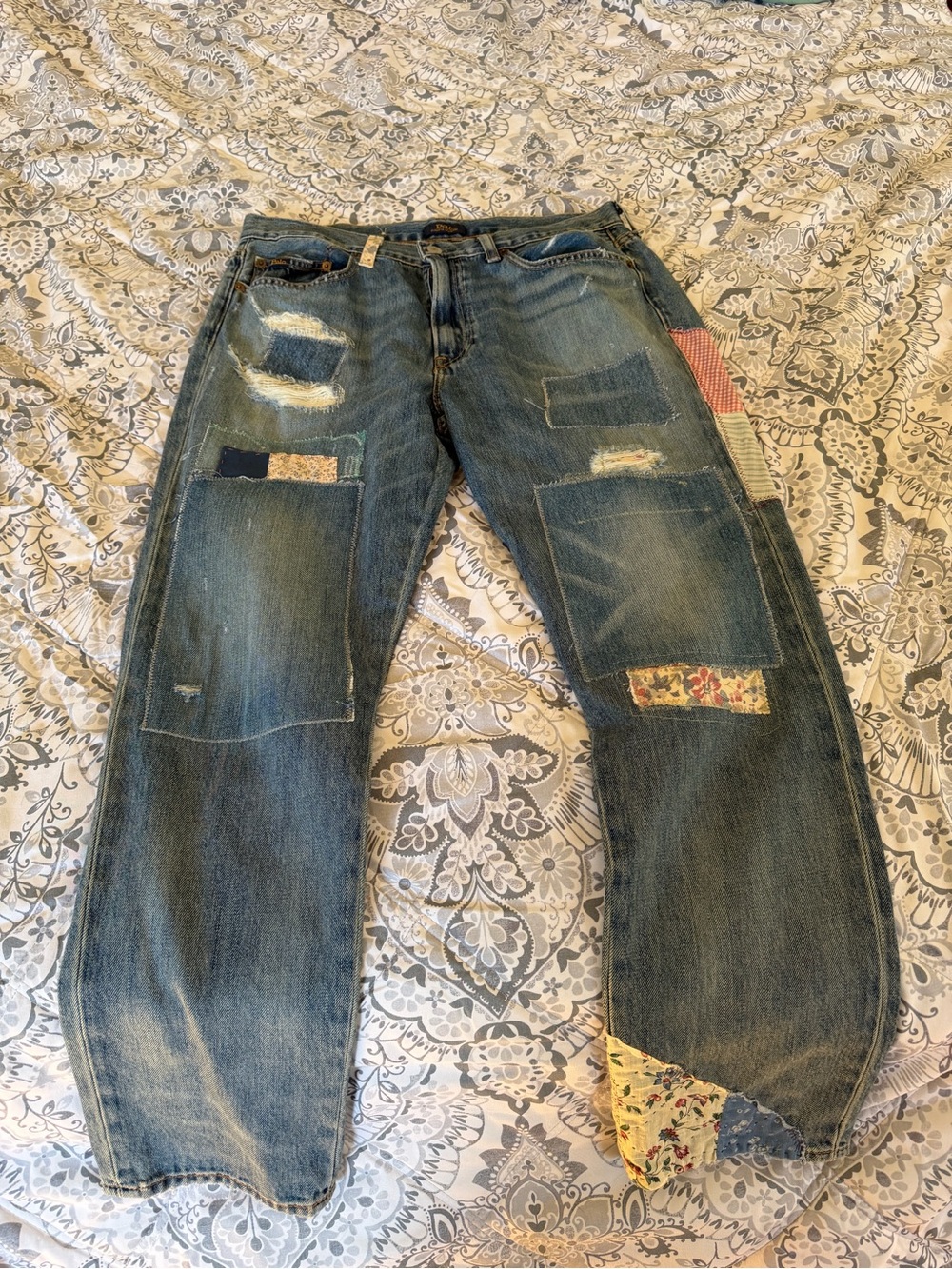 Ralph Lauren Women's Relaxed Patchwork Blue Jeans